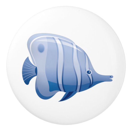 青い熱帯魚の漫画のキャビネットのノブのドアのプル セラミックノブ (正面)