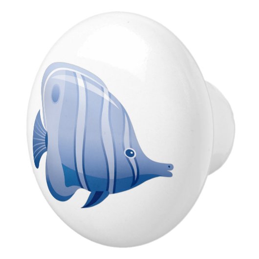 青い熱帯魚の漫画のキャビネットのノブのドアのプル セラミックノブ (右)