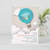 青い熱気球と雲の子供の誕生日 招待状 (スタンド正面)