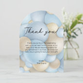 青い熱気球のベイビーシャワーの感謝カード 招待状 (スタンド正面)