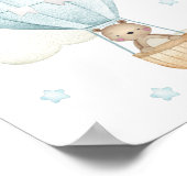 青い熱気球のベビー・チャイルドルーム, 動物, クマ, 男の子の部屋 ポスター (角)