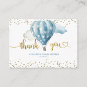 青い熱気球の感謝カード エンクロージャーカード (正面)
