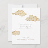 青い熱気球の白いベビーシャワー サンキューカード (裏面)