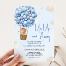 青い熱気球アップと赤遠くにちゃんシャワー