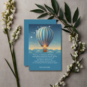 青い熱気球アドベンチャーが赤ちゃんシャワーを待つ サンキューカード