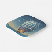 青い熱気球アドベンチャーが赤ちゃんシャワーを待つ ペーパープレート (傾斜あり)