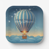 青い熱気球アドベンチャーが赤ちゃんシャワーを待つ ペーパープレート (正面)