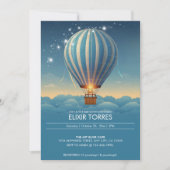 青い熱気球アドベンチャーが赤ちゃんシャワーを待つ 招待状 (正面)