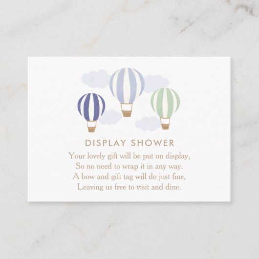 青い熱気球表示シャワー囲い車 エンクロージャーカード (正面)