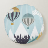青い熱気球 ラウンドクッション (裏面)