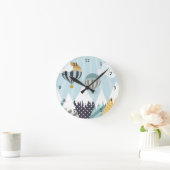 青い熱気球 ラウンド壁時計 (ホーム)