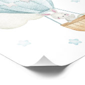 青い熱気球、動物、バニー、男の子子供部屋 フォトプリント            (角)