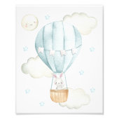 青い熱気球、動物、バニー、男の子子供部屋 フォトプリント            (正面)