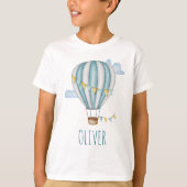 青い熱気球 水彩画 Tシャツ (正面)