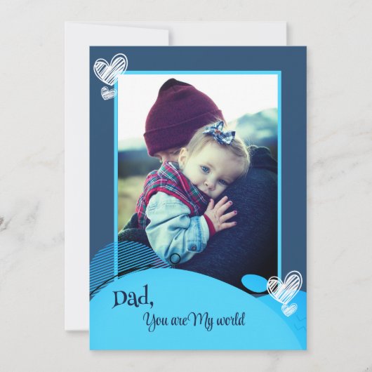 青い父の日の写真ホリデーカード シーズンカード (正面)