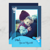 青い父の日の写真ホリデーカード シーズンカード (正面/裏面)