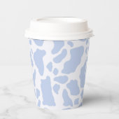 青い牛の斑点のアニマルプリントパターン 紙コップ (正面)