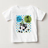 青い牛第1誕生日のTシャツおよびギフト ベビーTシャツ (正面)