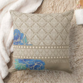 青い牡丹とダマスク – 枕 (ブランケット)