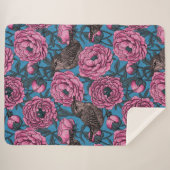 青い牡丹とレンチ シェルパブランケット (正面(横))