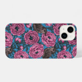 青い牡丹とレンチ iPhoneケース (裏面横)