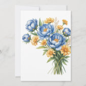 青い牡丹と黄色のデイジーバチェロレッテ 招待状 (裏面)