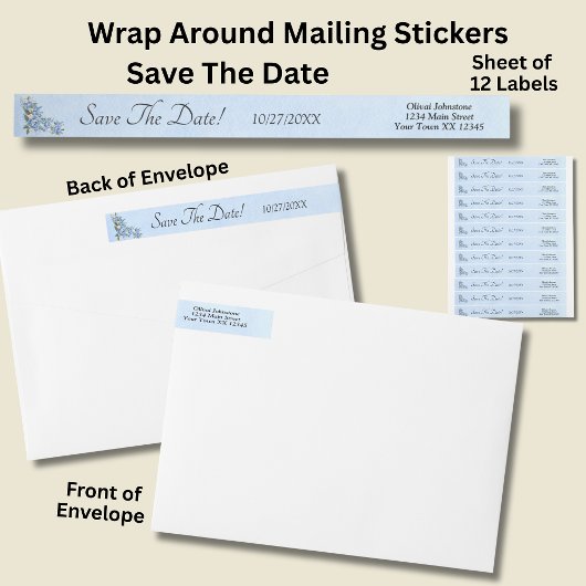 青い牡丹の日付を保存し ラップアラウンドラベル