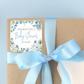 青い牡丹エレガントフローラ男の子の赤ちゃんシャワー スクエアシール