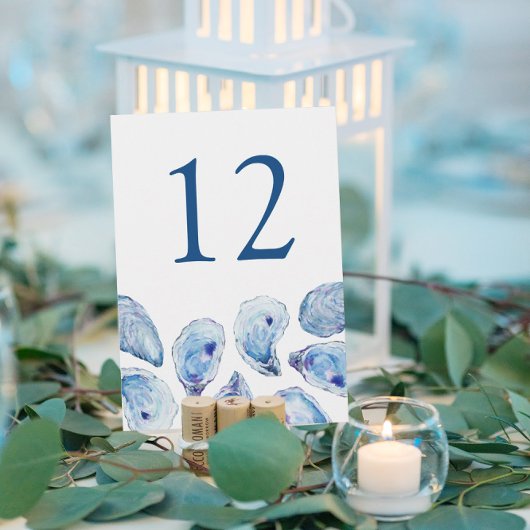 青い牡蠣の水結婚色のテーブル番号 招待状