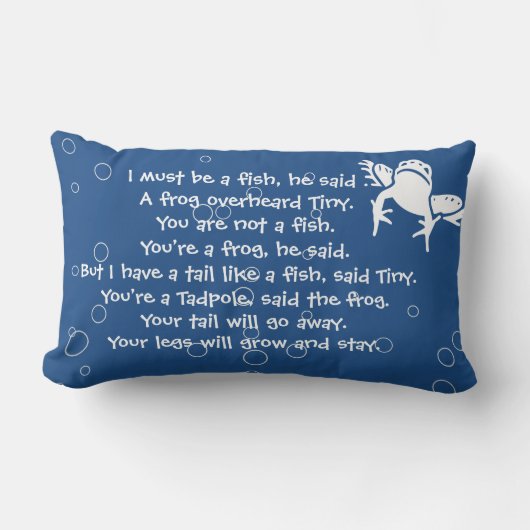 青い物語の上に白いカエル時間ベッド時間昼寝 ランバークッション (正面)