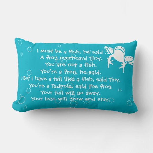 青い物語の上に白いカエル時間ベッド時間昼寝 ランバークッション (正面)