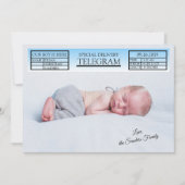 青い特別電報生誕の告知 招待状 (正面)