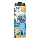 青い犬がビーチ タンブラー (正面)