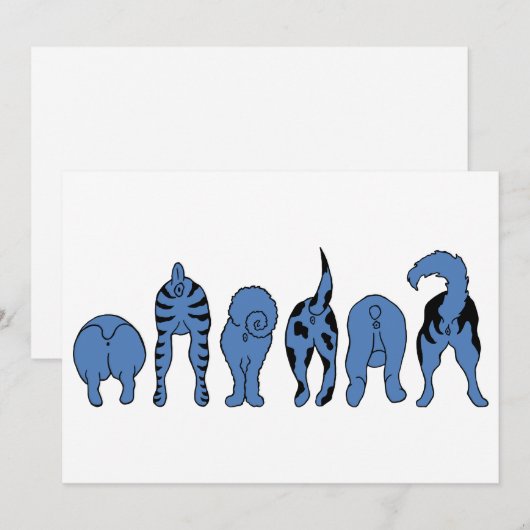 青い犬のお尻 招待状 (正面/裏面)