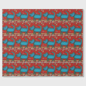 青い犬の包装紙 ラッピングペーパー (フラット)