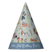 青い犬の子犬の誕生日パーティーしよう パーティーハット (正面)