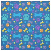 青い犬の手の印刷パターン ファブリック (見本)