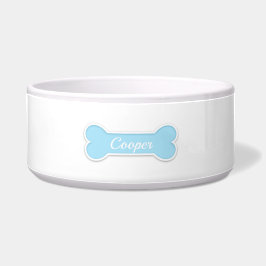 青い犬の骨 - オーダーメイドのペットネーム入り ボウル