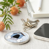 青い犬IDのラベルの犬小屋 キーホルダー (側面)