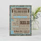 青い狩りの迷彩柄のベビーシャワー招待状 招待状 (スタンド正面)