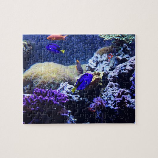 青い独特の味の魚の絵画のパズル ジグソーパズル (横)
