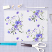 青い独身のボタンの花柄のティッシュペーパー 薄葉紙 (クラフト)