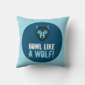 青い狼、狼のように吠える クッション (裏面)