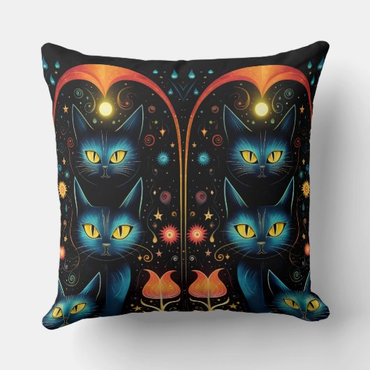 青い猫たち クッション (裏面)