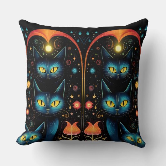 青い猫たち クッション (正面)