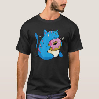 青い猫とドーナツ Tシャツ