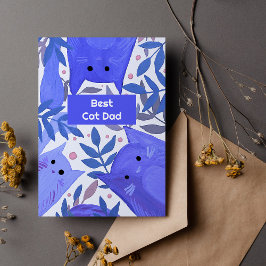 青い猫と枝 ベストキャットパパ ハッピーファザーズデーカード シーズンカード
