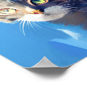 青い猫の抽象芸術アート ポスター (角)