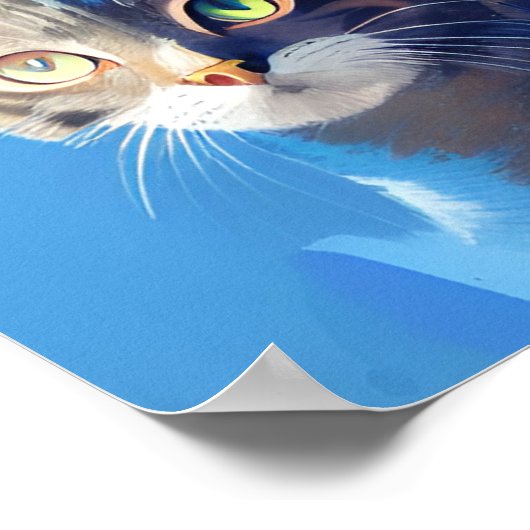 青い猫の抽象芸術アート ポスター (角)