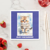 青い猫の画像テキスト スタンダードランチョンナプキン (インサイチュ)